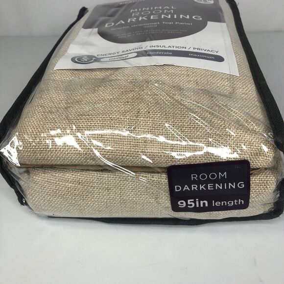 Design Solutions Room Darkening 95” Brielle Curtain Panel Natural Tan 1 Panel - Picture 5 of 12